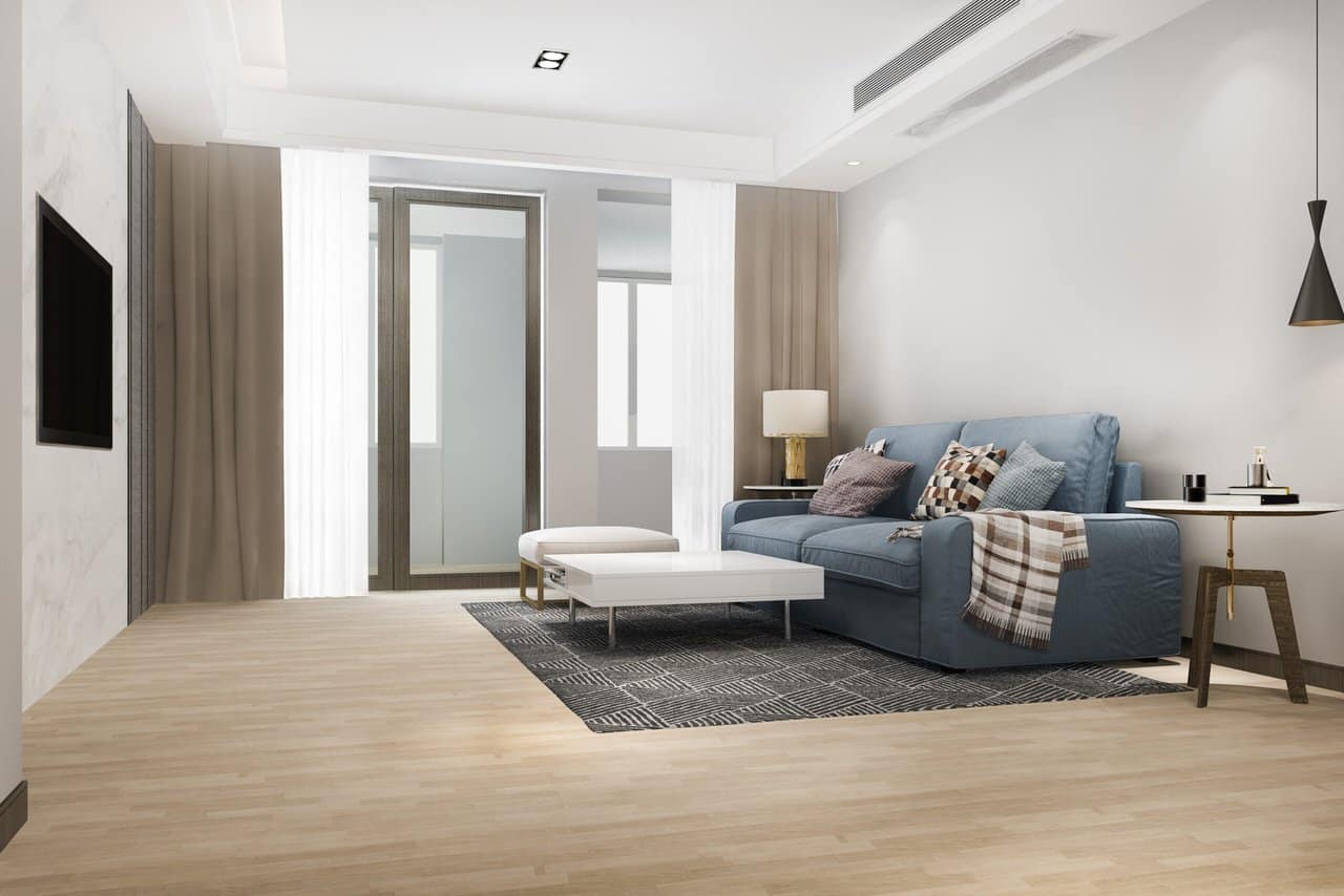 3d rendering luxury modern living room with leather sofa lamp scaled